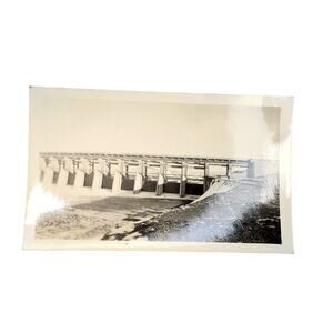 Vtg Fort Peck View Original Monochrome Photography Found Snapshot 1940s